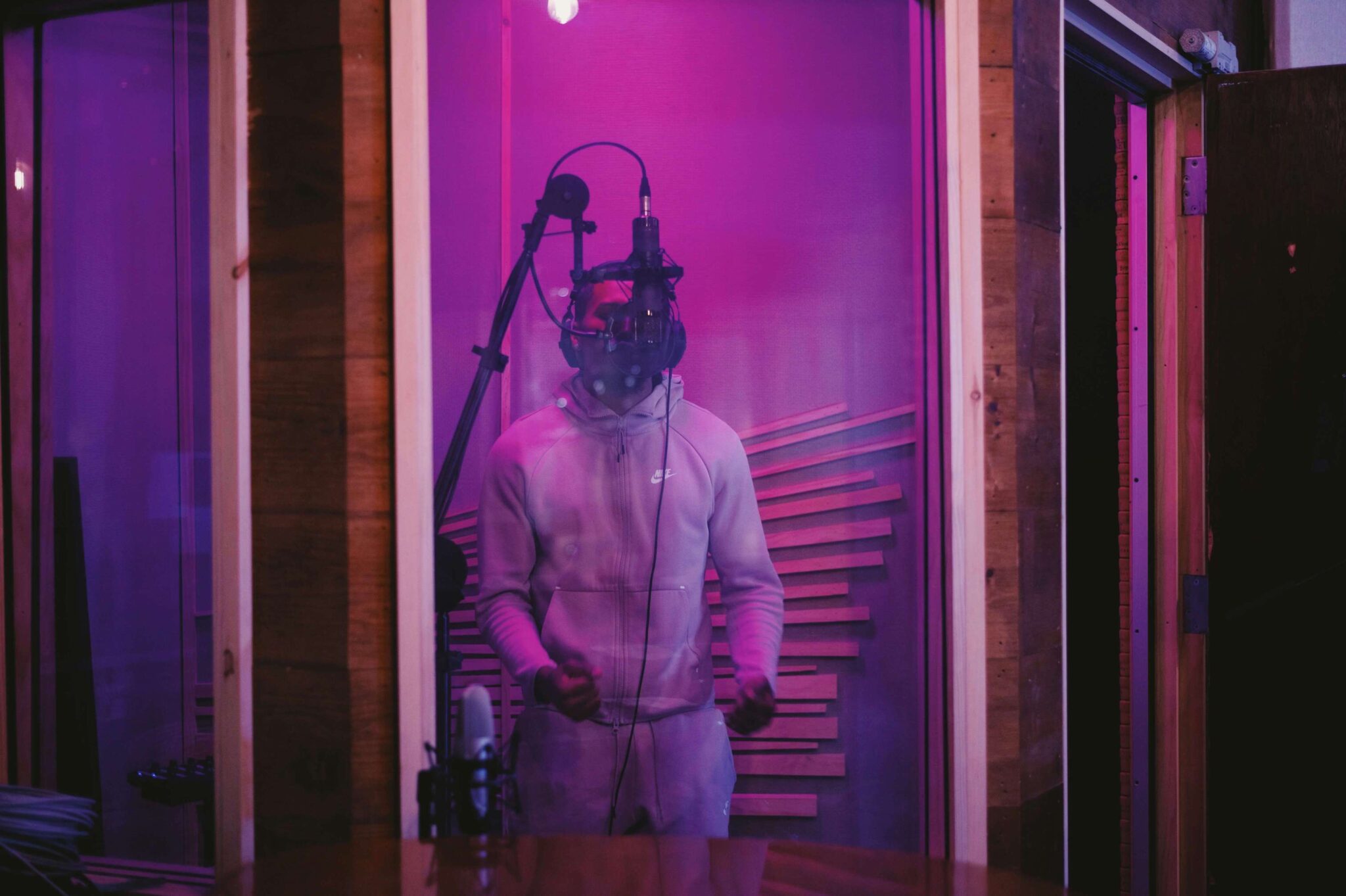 Recording artist in studio