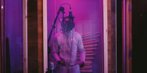 Recording artist in studio